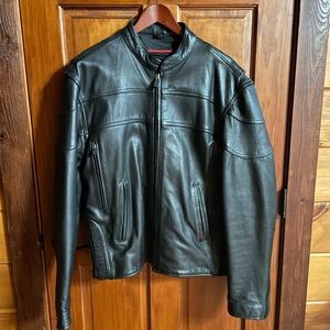 Men’s XL Black Leather Motorcycle Jacket NEVER WORN